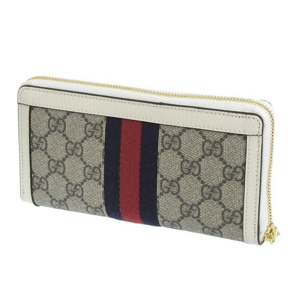 GUCCI グッチ GGキャンバス×白レザー ラウンドファスナー 長財布 GG Marmont グッチ 財布 GUCCI ラウンドファスナー長財布 レディース