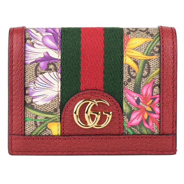 GUCCI 二つ折り財布 キャンバス GGキャンバス グッチ GUCCI 財布 折財布 二つ折り 花柄 アウトレット