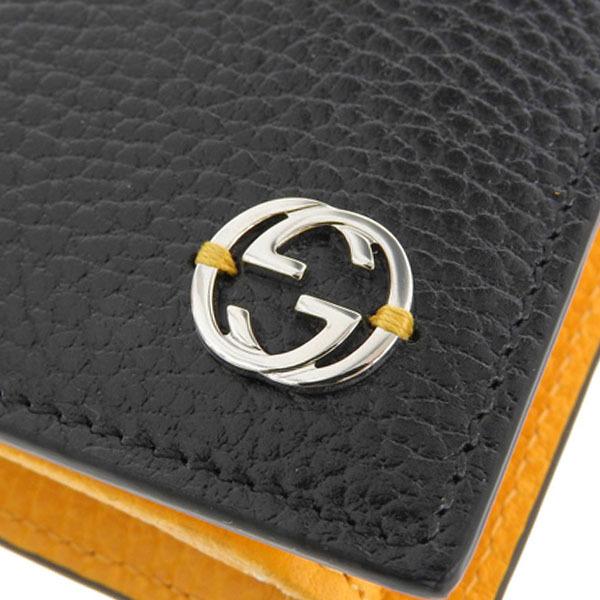 GUCCI（グッチ） 財布 折財布 二つ折り 財布 レザー ブラック イエロー