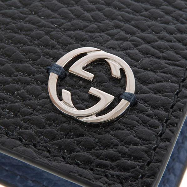 GUCCI（グッチ） 財布 折財布 二つ折り 財布 レザー ブラック ブルー