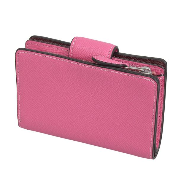 未使用COACH コーチ　スタッズ　二つ折り財布　ピンク COACH】コーチ 財布 ペブルレザーペブルレザー シグネチャー スタッズ