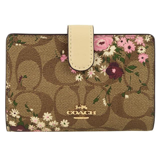 【新品未使用 】COACH 花柄 シグネチャー 二つ折り財布 赤 COACH（コーチ） 財布 折財布 二つ折り シグネチャー 花柄