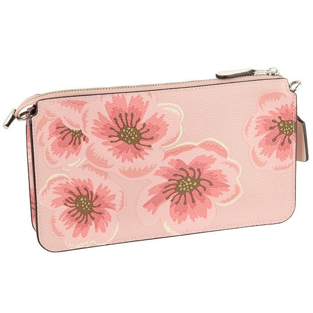 美品　COACH 花装飾 春夏かごバッグ COACH（コーチ） 斜め掛けバッグ ショルダーバッグ カードケース付き