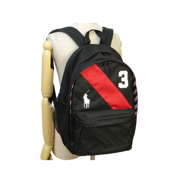 【良品】Ralph Lauren リュックサック ミニリュック ナイロン 黒赤 POLO RALPH LAUREN（ポロ・ラルフローレン） ポロ ラルフローレン