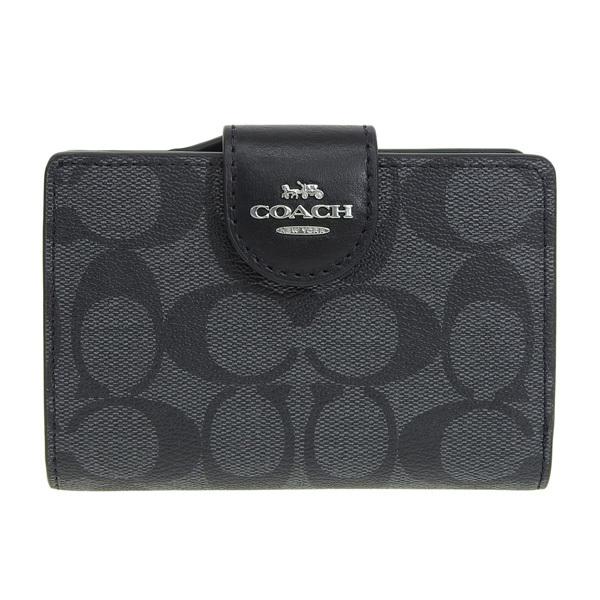 COACH ブラックレザー 二つ折り財布 COACH（コーチ） 財布 折財布 二つ折り 財布 レザー ブラック