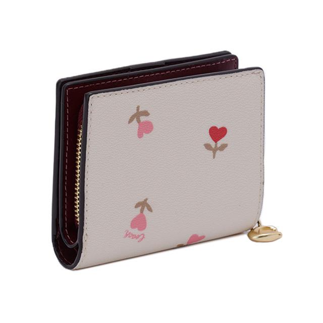 極美品✨COACH コーチ　二つ折り財布　ハート　花　レッド　C2868 COACH（コーチ） 国内発送 財布 レディース 折り財布 ハート