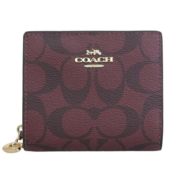 【新品】COACH 二つ折り財布ブラウン/レッドシグネチャー COACH（コーチ） 財布 レディース 二つ折り財布 アウトレット