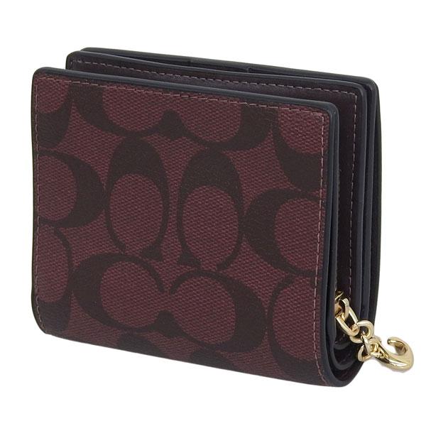 【新品】COACH 二つ折り財布ブラウン/レッドシグネチャー コーチ COACH シグネチャー キャンバス 財布 二つ折り財布 折りたたみ