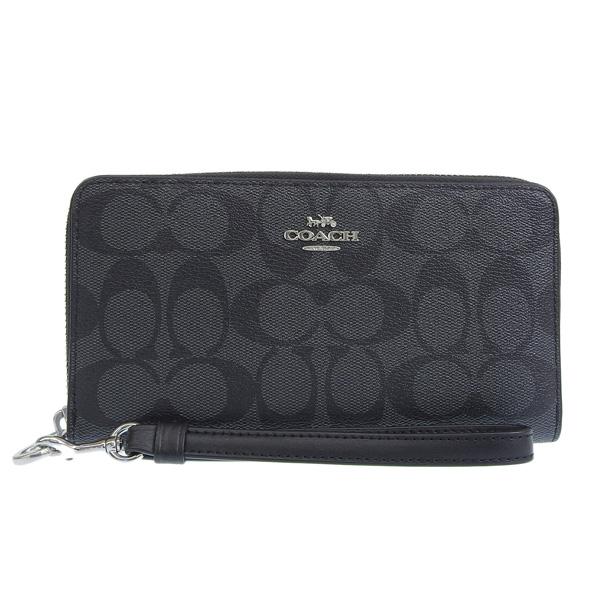新品 COACH コーチ 長財布 ブラック グレー コーチ 長財布 財布 メンズ アコーディオン シグネチャー