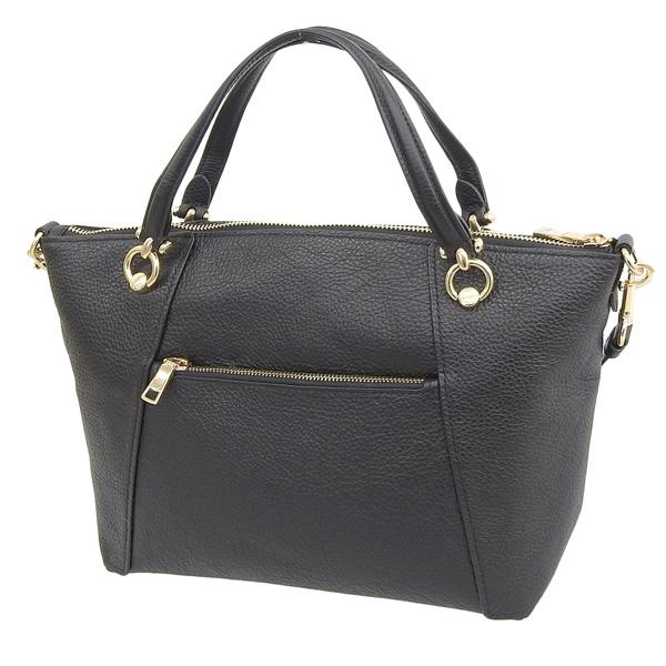 【美品】COACH ブラックレザー 2wayバッグ COACH】コーチ スムースカーフレザー シグネチャー 型押し ミニ
