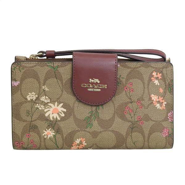 耀くん 新品 COACH 財布 二つ折り財布 カーキ×レッドウッド シグネ COACH（コーチ） 財布 折財布 二つ折り 財布 カーキマルチ レディース