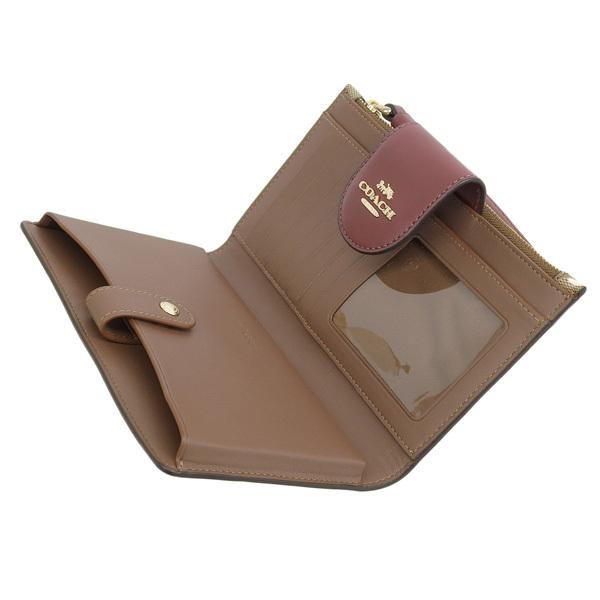 耀くん 新品 COACH 財布 二つ折り財布 カーキ×レッドウッド シグネ
