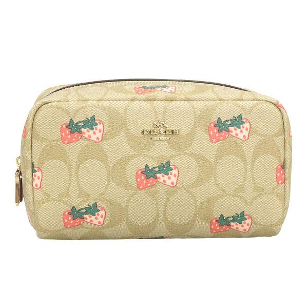COACH（コーチ） ポーチ 小物入れ シグネチャー ストロベリー ベージュ 