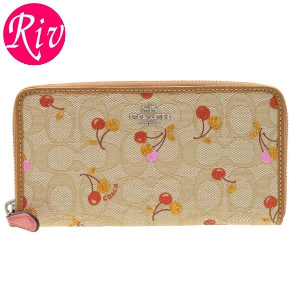 COACH（コーチ） 長財布 ラウンドファスナー シグネチャー チェリー柄