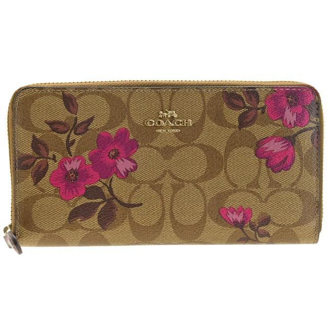 【新品未使用】COACH シグネチャー 長財布 花柄 ブラウン 新品未使用 COACH コーチ長財布 ラウンドファスナー シグネチャー花柄