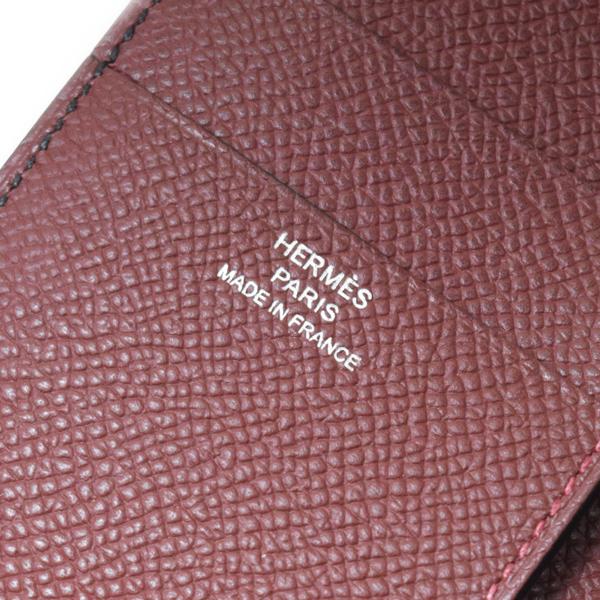 HERMES エルメス 三つ折り長財布 ベアン・デュプリ ショコラxレッド Bearn エルメス HERMES ベアン デュプリ □J刻印 三つ折り長財布