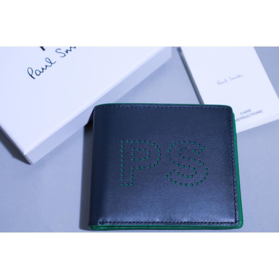 Paul Smith 二つ折り財布 ネイビー Paul Smith ポールスミス 二つ折り財布 小銭入れ付 PS メンズ