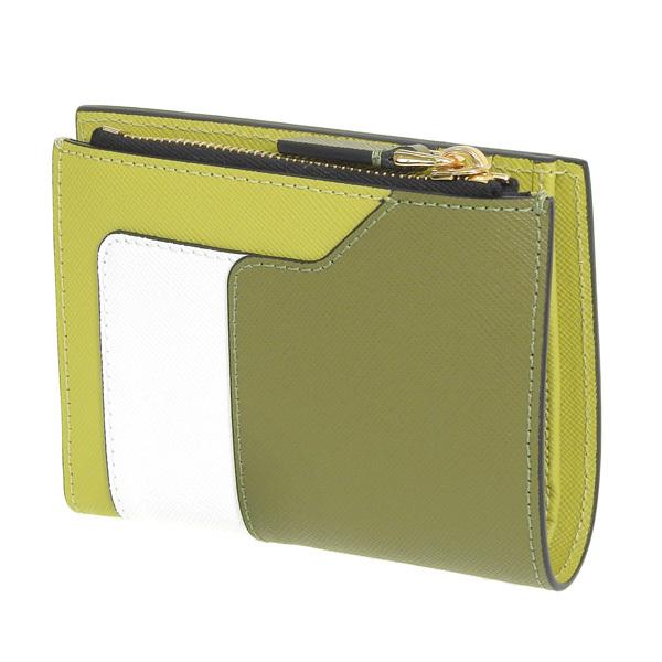 MARNI（マルニ） 財布 折財布 二つ折り 財布 レザー グリーン ホワイト