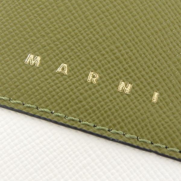 MARNI（マルニ） 財布 折財布 二つ折り 財布 レザー グリーン ホワイト