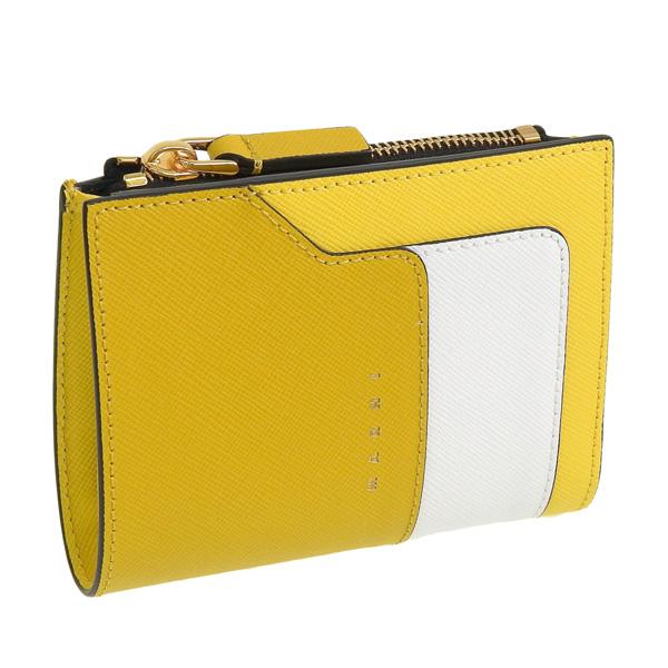 MARNI（マルニ） 財布 折財布 二つ折り 財布 レザー イエロー ホワイト