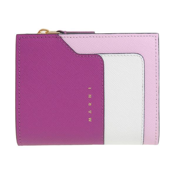 MARNI（マルニ） 財布 折財布 二つ折り 財布 レザー パープル ホワイト