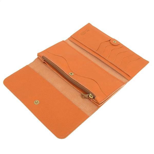 IL BISONTE（イルビゾンテ） 三つ折り長財布 財布 レザー オレンジ