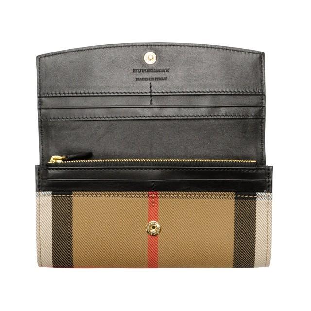 バーバリー 長財布 二つ折り BURBERRY ハウスチェック ブラック コットン グレインカーフレザー 3955506 | BURBERRY | 02