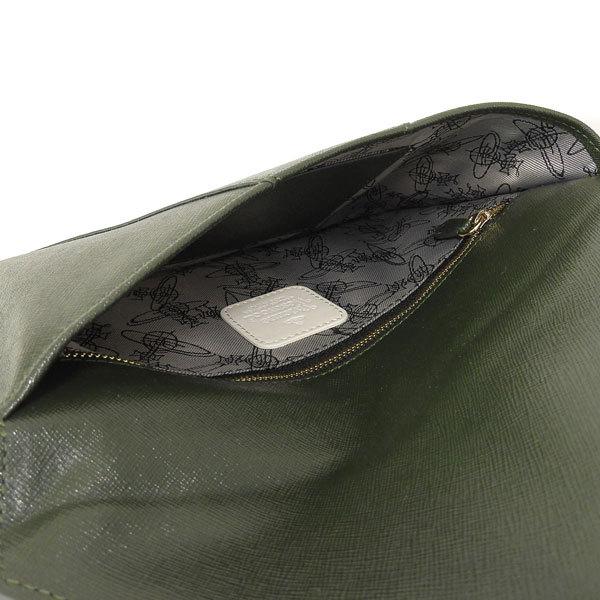 Vivienne Westwood クラッチバッグ グリーン×アイボリー レザー Vivienne Westwood 【数量限定セール】ヴィヴィアンウエスト