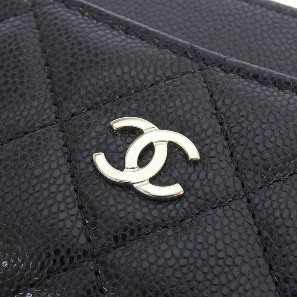 CHANEL ブラック レザー カードケース　コインケース CHANEL シャネル コインケース カードケース MATELASSE