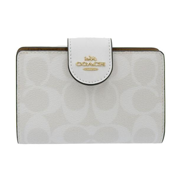 新品☆COACH コーチ　折り財布　 ホワイト　シグネチャー レザー COACH コーチ 財布 折財布 二つ折り レザー グレイシャー