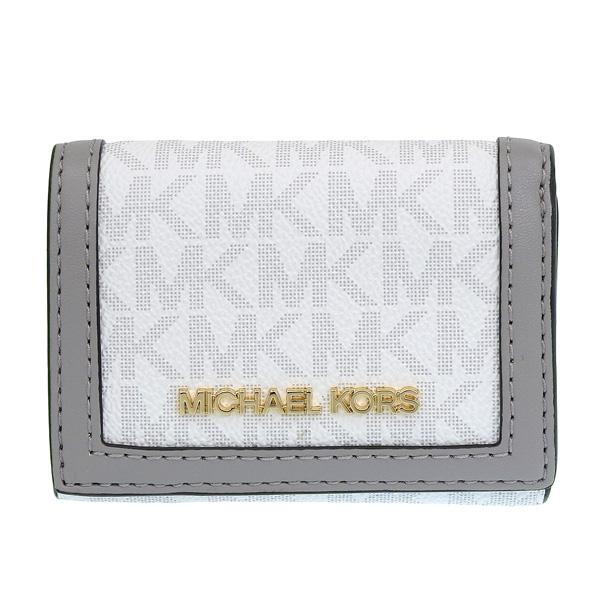 【美品】Michael Kors 三つ折り財布 ホワイト マイケルコース 三つ折り財布 レディース ホワイト MICHAEL KORS