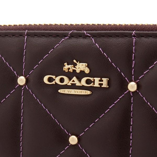 COACH コーチ 長財布 ラウンドファスナー キルティング スタッズ
