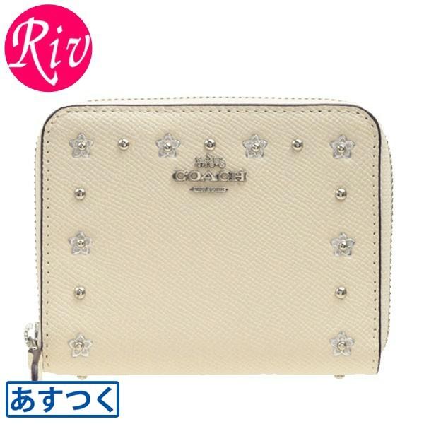 コーチ COACH ラウンドファスナー折り財布 スタッズ 花 アウトレット f39125｜riverall