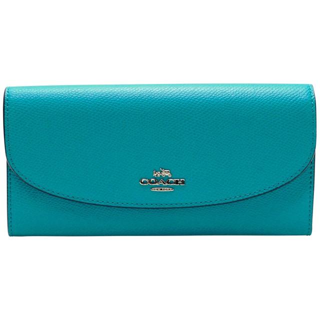 COACH コーチ 財布 長財布 二つ折り ターコイズブルー レザー COACH コーチ 財布 長財布 二つ折り ターコイズブルー レザー
