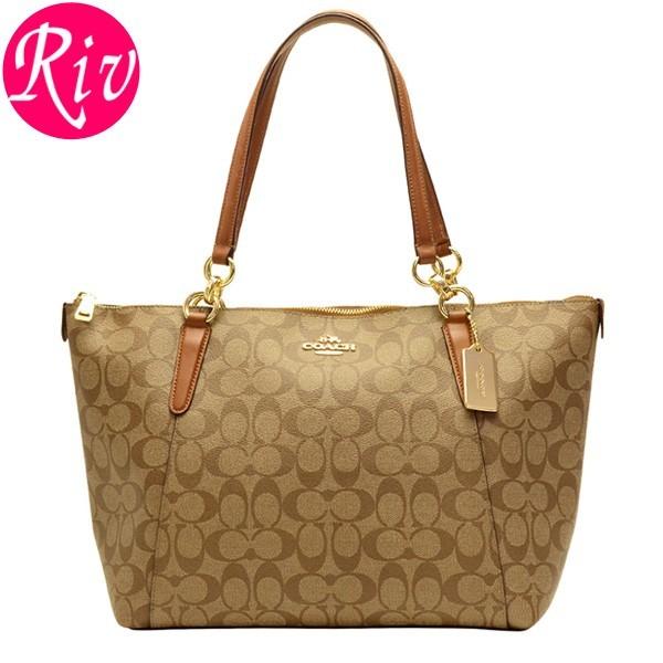 コーチ バッグ COACH シグネチャー トートバッグ カーキ ライトブラウン PVC レザー f58318imbdx