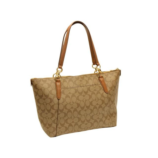コーチ バッグ COACH シグネチャー トートバッグ カーキ ライトブラウン PVC レザー f58318imbdx