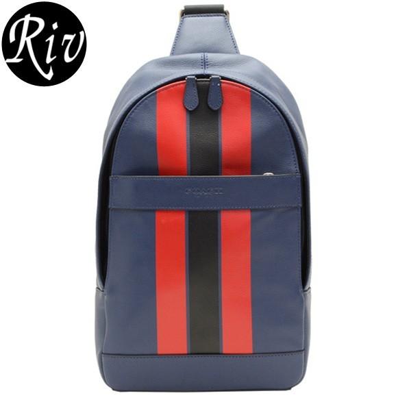 【ストアポイント5％還元】コーチ バッグ COACH メンズ スリングバッグ ボディバッグ インディゴ ブライトレッド レザー f72226ll4