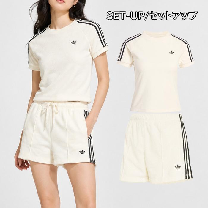 アディダス オリジナルス レディース テリー タオル セットアップ 半袖 Tシャツ ショートパンツ TT CALI TEE TT SHORTS KD1411-1397 adidas Originals | adidas