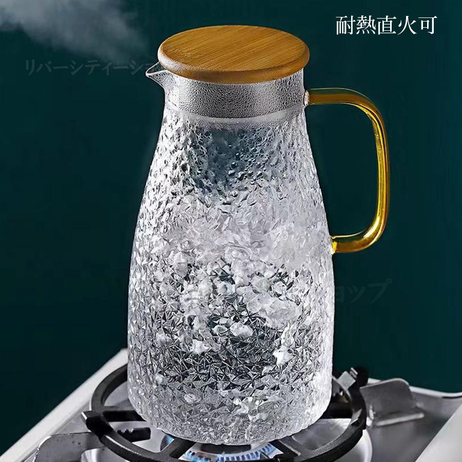 ガラスポット グラス 耐熱直火可 大容量 2000ml 2200ml ガラスピッチャー リットル 麦茶 アイスティー 花茶 (2L) グラス｜rivercityshop｜07