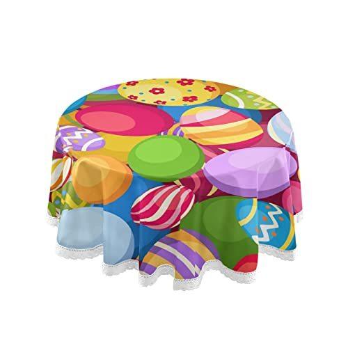 上品な Easter Eggs Round Table Cloth Colored Table Cover Washable Polyester Tablec テーブルクロス
