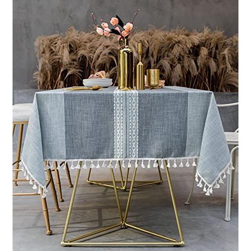 【楽ギフ_包装】 Grey Dabuda Cotton Tabl Tassel Fabric Tables Rectangle for Tablecloth Linen テーブルクロス