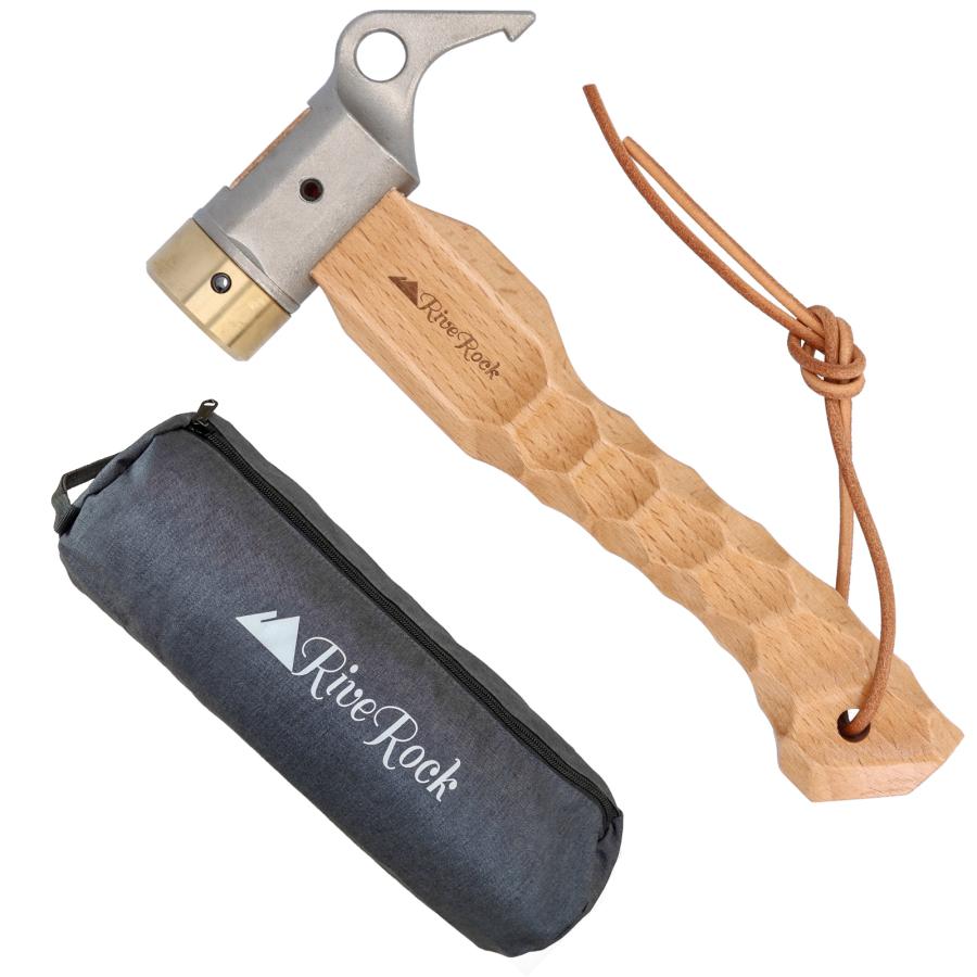 RiveRock(リバロック) ショート ペグハンマー 名栗加工ハンドル 小型 コンパクト 真鍮ヘッド 収納袋 |  | 01
