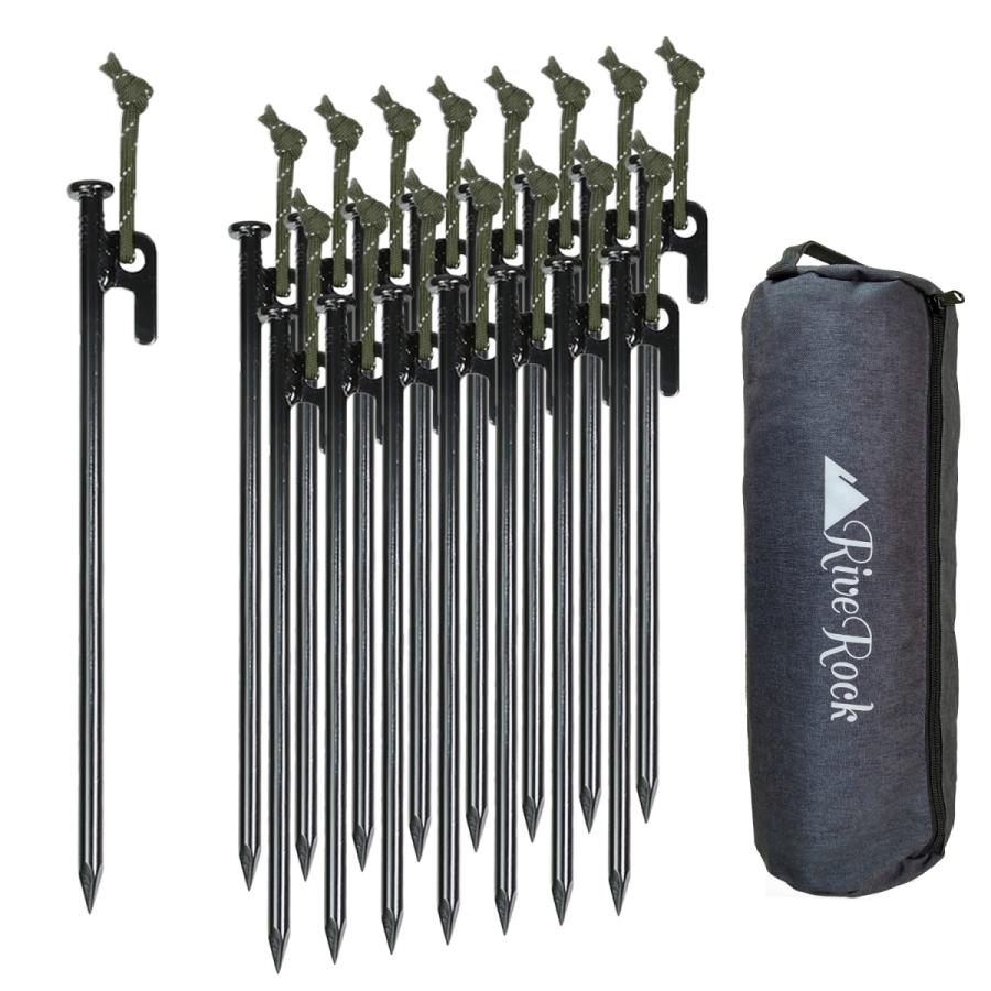 在庫セール】RiveRock(リバロック) 30cm ペグ 収納 バック テント タープ スチールペグ 反射ロープ 安全キャップ付き | Pay ID  アウトドアキャンプ高強度チタン合金テントペグ杭釘固い雪床用20 24 30 35 40 Cm屋外旅行テントアクセサリーキャンプギア RiveRock(リバロック) 30cm ペグ 収納 バック テント タープ スチールペグ 反射ロープ 安全キャップ付き