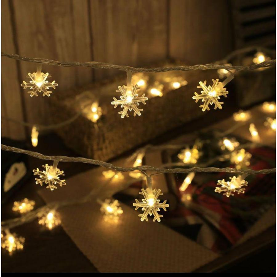 イルミネーションライト LED 雪形 6m 40球 電池式 クリスマス