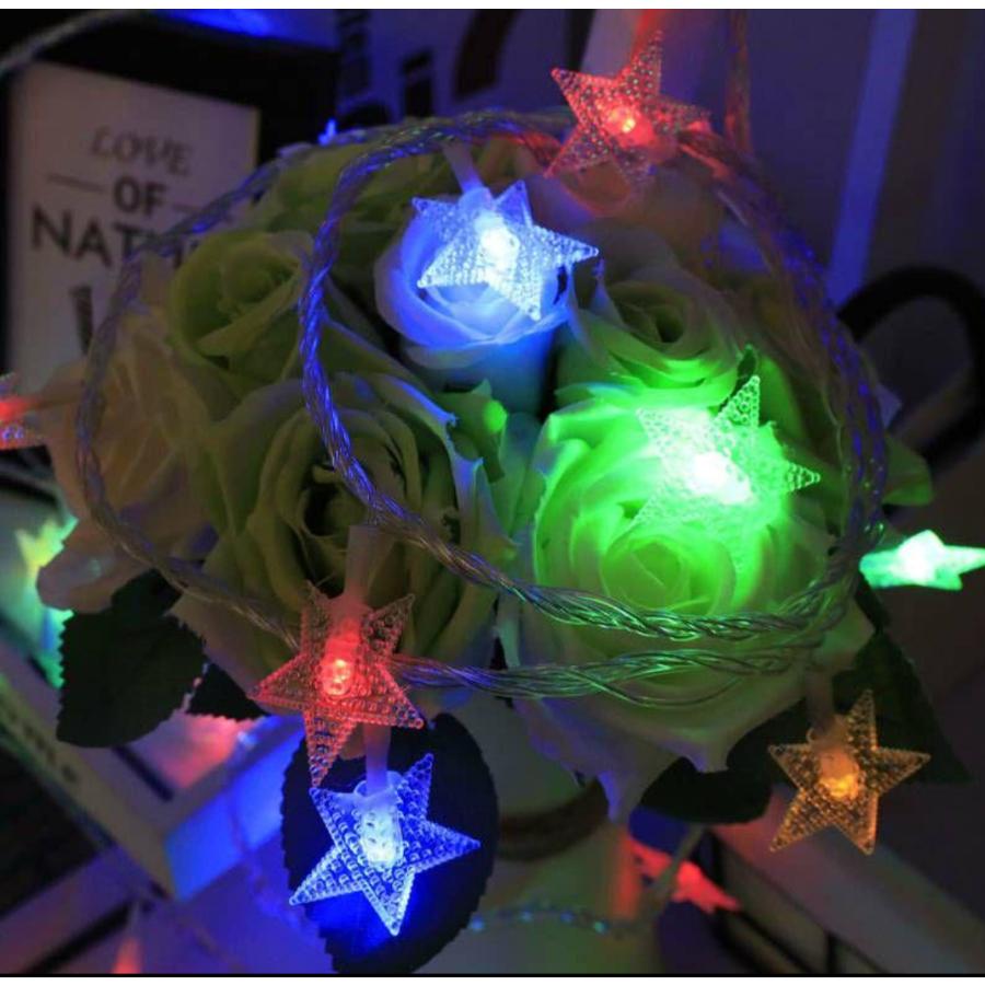 イルミネーションライト LED 星形 10m 100球 電池式 リモコン付き 点灯8パターン クリスマス  ガーランド スター 屋外 屋内 |  | 08