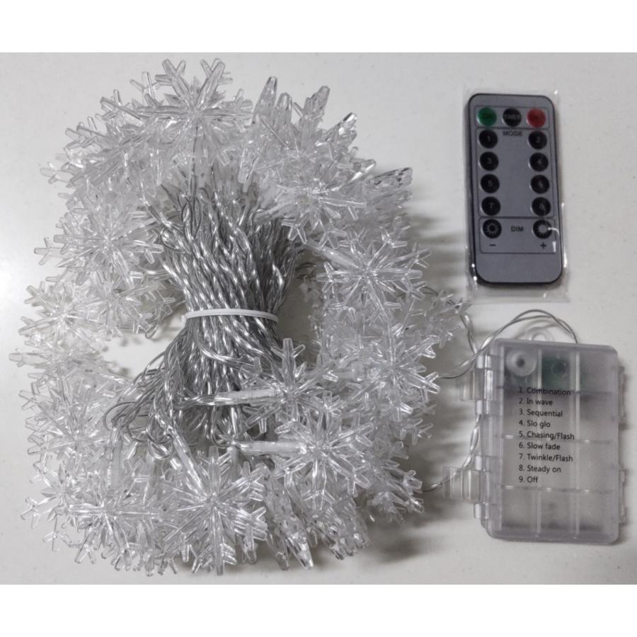 イルミネーションライト LED 雪形 10m 100球 電池式 リモコン付き 点灯8パターン クリスマス ガーランド スター 屋外 屋内 |  | 10