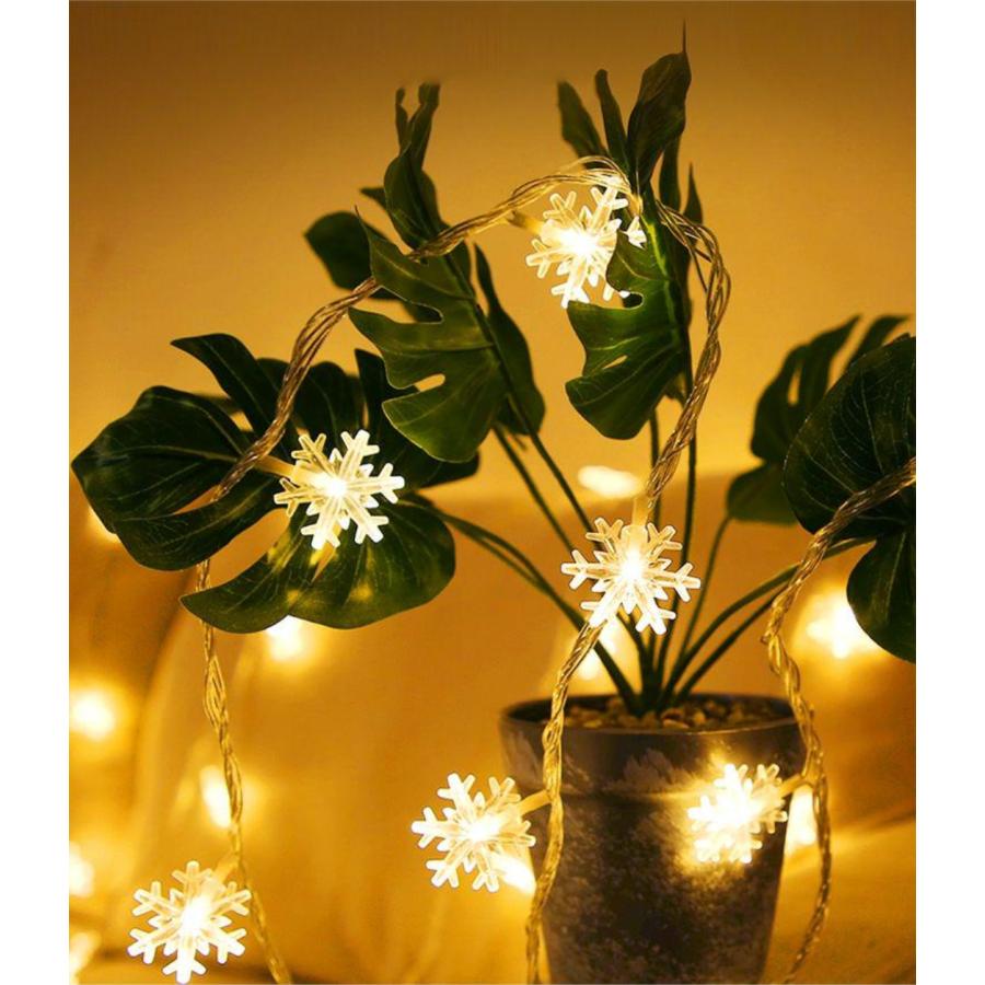 イルミネーションライト LED 雪形 10m 100球 電池式 リモコン付き 点灯8パターン クリスマス ガーランド スター 屋外 屋内 |  | 03