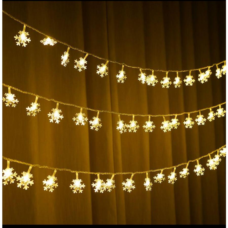 イルミネーションライト LED 雪形 10m 100球 電池式 リモコン付き 点灯8パターン クリスマス ガーランド スター 屋外 屋内 |  | 07