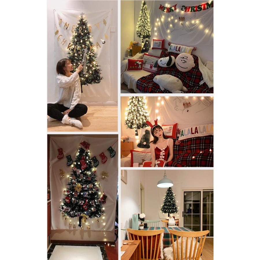 クリスマス ツリー タペストリー ボール形 LEDライト セット 150-75cm 6m40球 暖色 おしゃれ 壁掛け ファブリック スノー 簡単 |  | 08