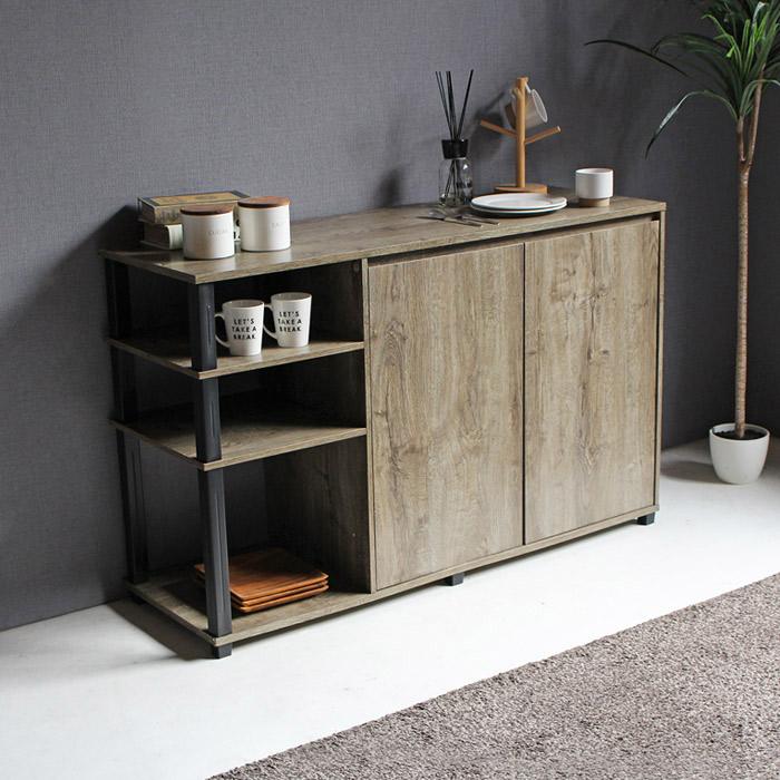 キッチンボード キッチン 食器棚 サイドボード キャビネット 幅119 奥行40 リビングボード チェスト 工具不要 組立簡単 北欧 モダン 木製 |  | 03